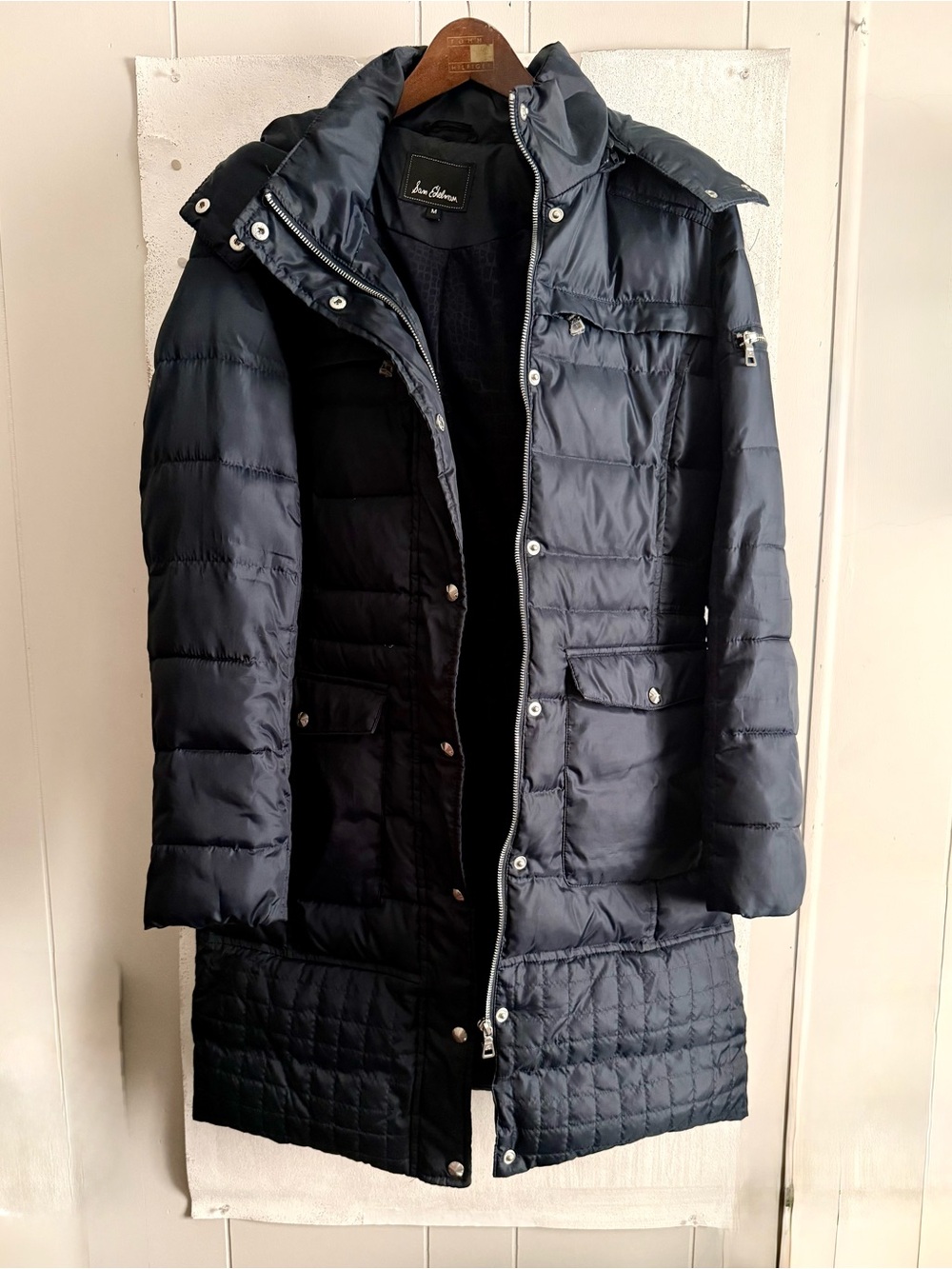 Sam Edelman Navy Quilted Down Long Puffer Coat
